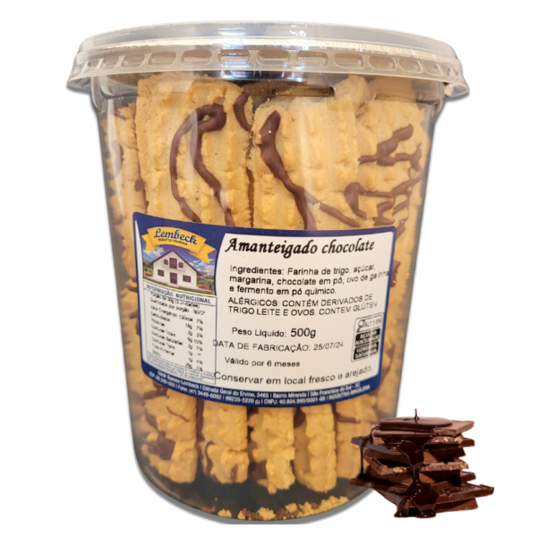 Biscoito amanteigado de chocolate em pote