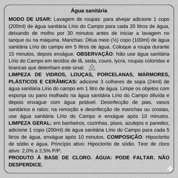 Água Sanitária com Cloro Ativo 5L - Imagem 3