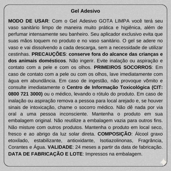 Gel Adesivo Gota Limpa 560 descargas